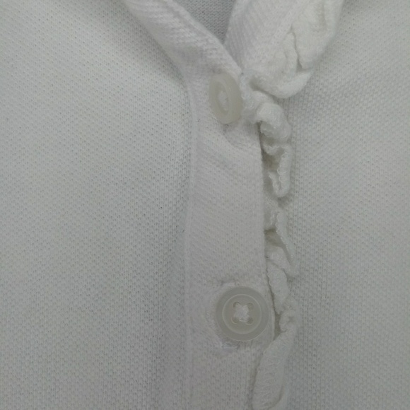 White polo with ruffle on neckline - Picture 4 of 6